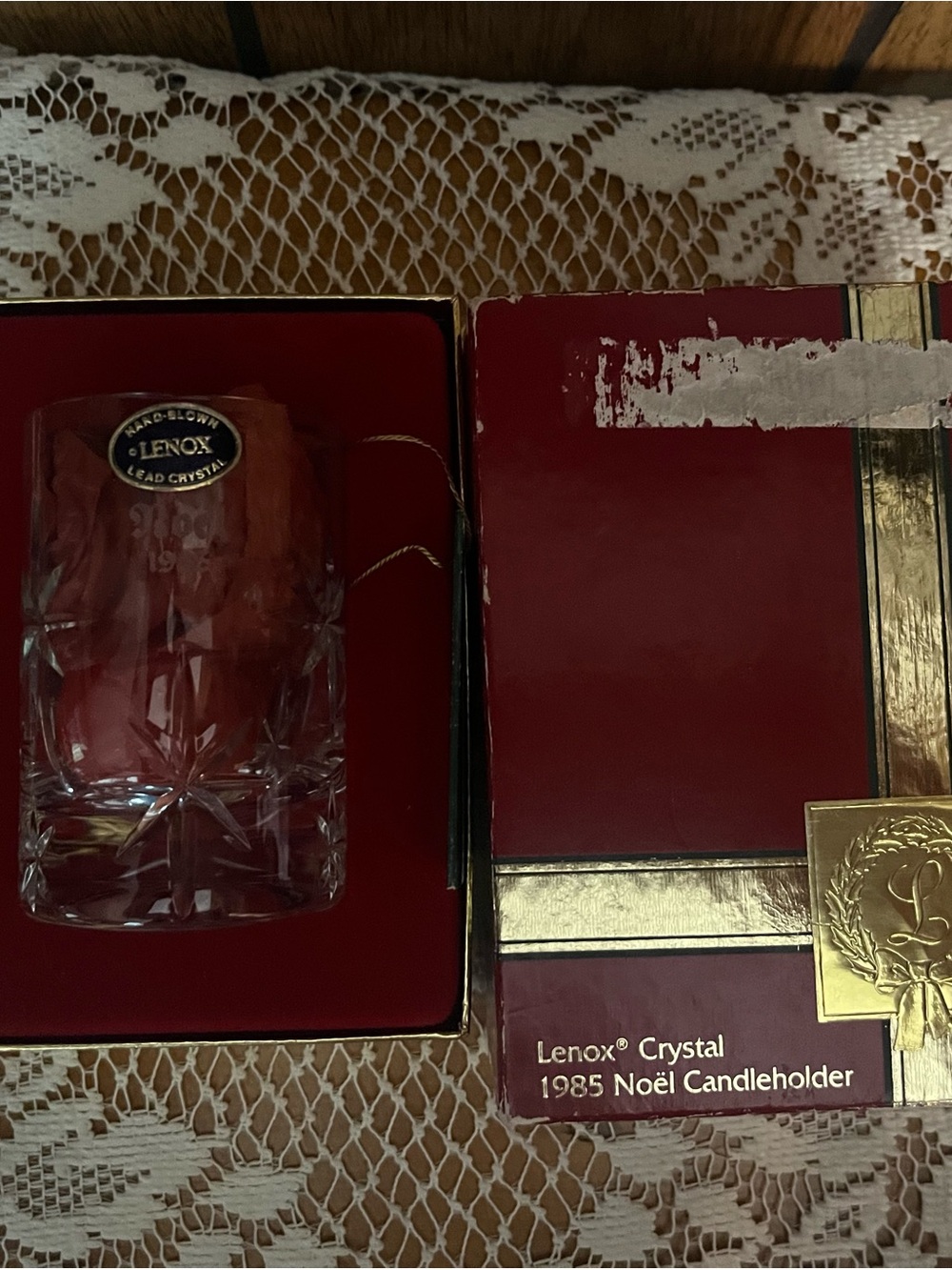 Lenox Red and Clear Crystal Noël Candleholder